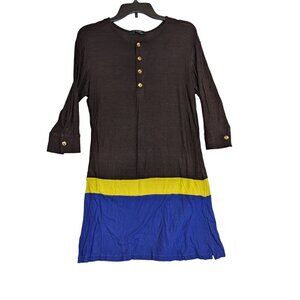 Colorblock Tunic Dress With Gold Buttons By T-Bags Los Angeles - Size M